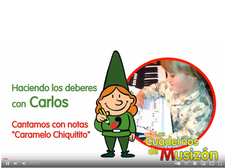 Carlos hace en casa los deberes de Musizón