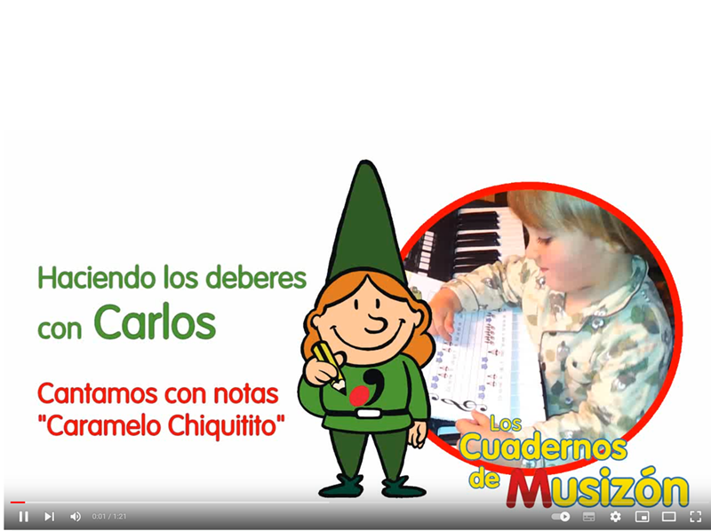 Carlos hace en casa los deberes de Musizón